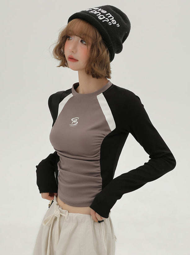 Kurze Farbe T Langer Kontrast American Hot Girl Slim