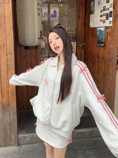 リボンアームスカートカジュアル+ジャケットタイト