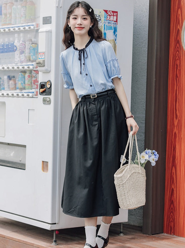 Lce Flared Long + Rock Shirt Retro Sommer Blau