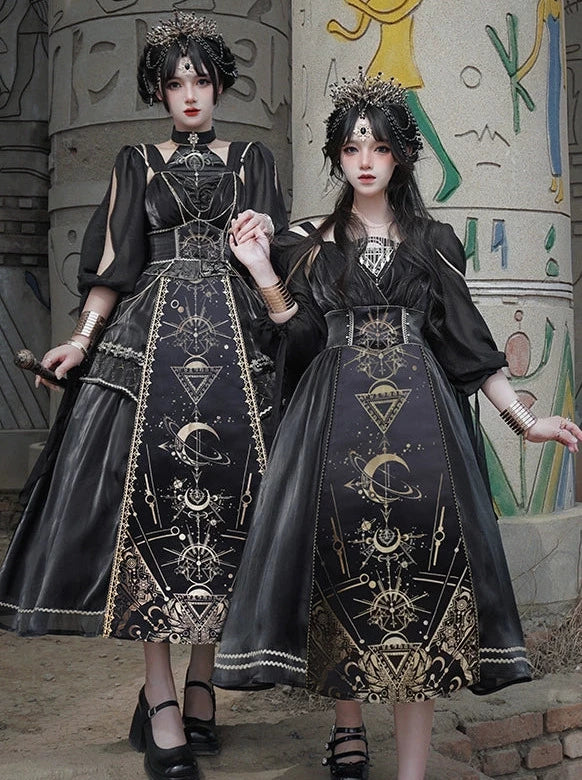 フルスリーブモデル シースルーショートヤーンドレス ショルダー + サス + ナイトメアホルス