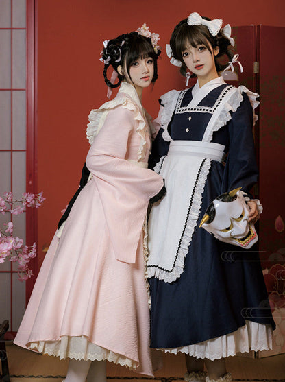 Kleid Schleife Maid Retro Rüschen Groß