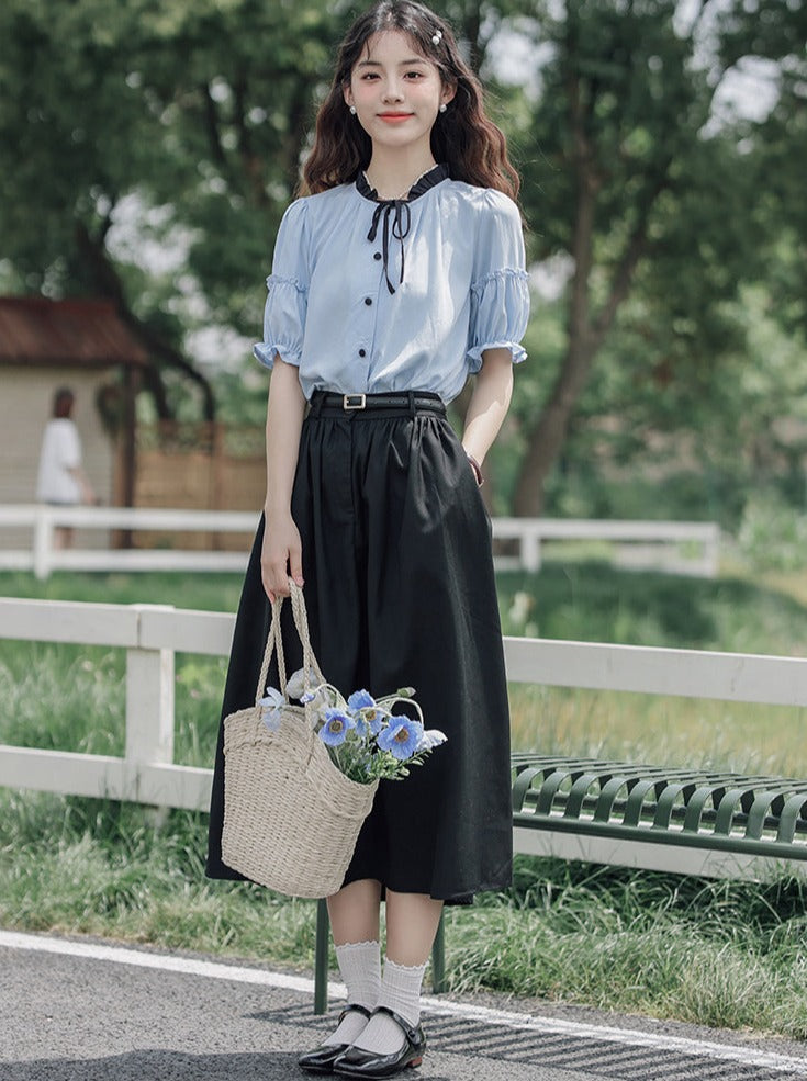 Lce Flared Long + Rock Shirt Retro Sommer Blau