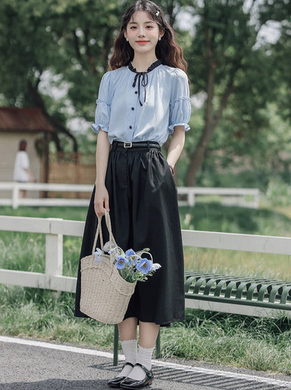 Lce Flared Long + Rock Shirt Retro Sommer Blau