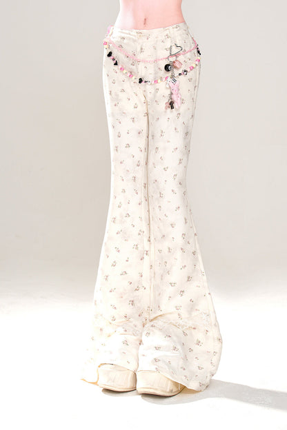 パンツ 花柄 トラウザー フレア