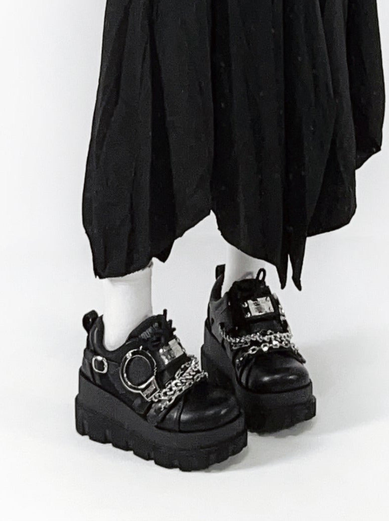 シューズ カフ ハンド プラットフォーム メタル ダーク