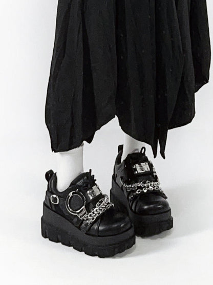 シューズ カフ ハンド プラットフォーム メタル ダーク