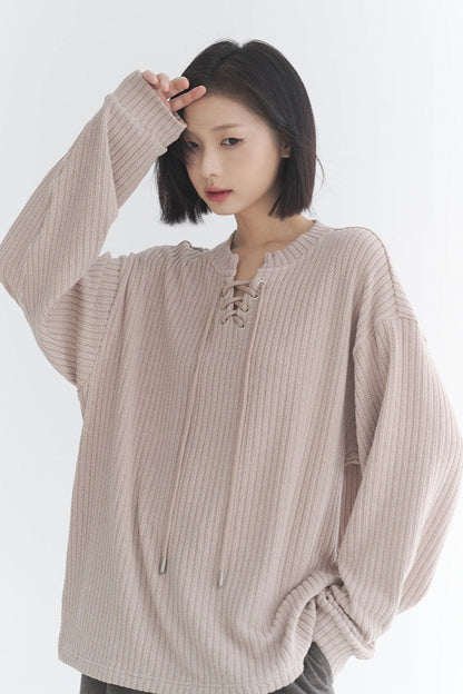 Oversize-Stricktop mit V-Ausschnitt