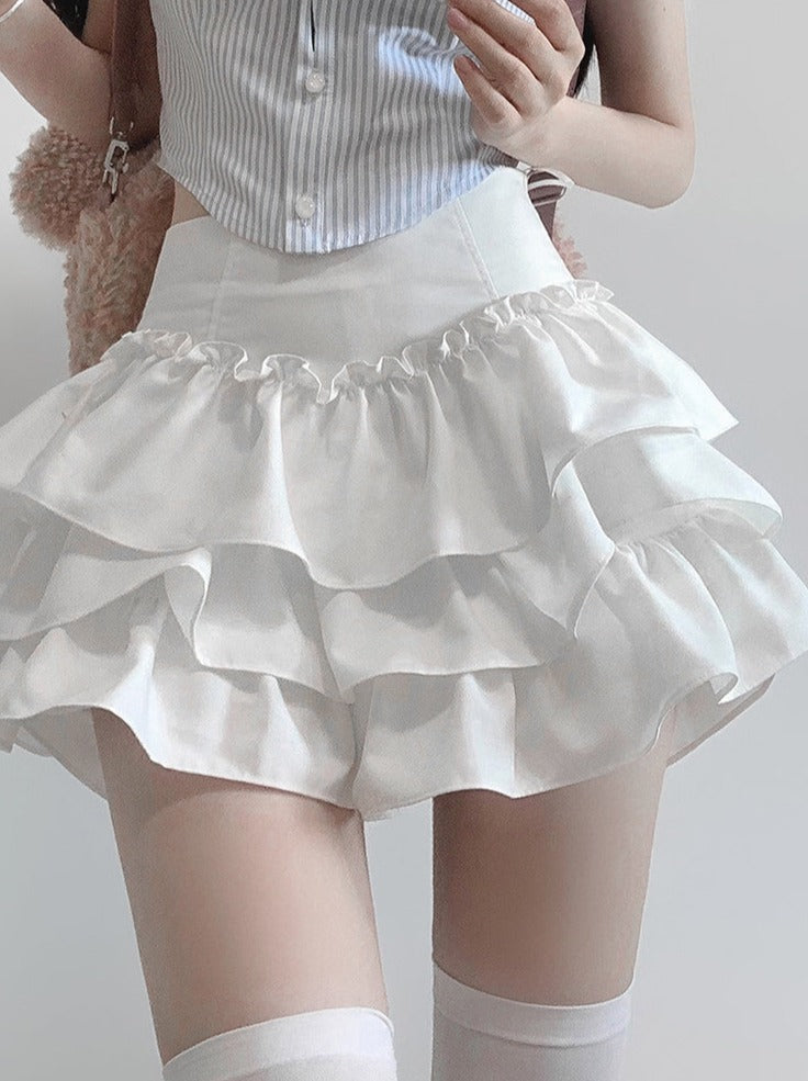 女の子のパフフレアスカートリボントップフリルスリムスイートスリーブ