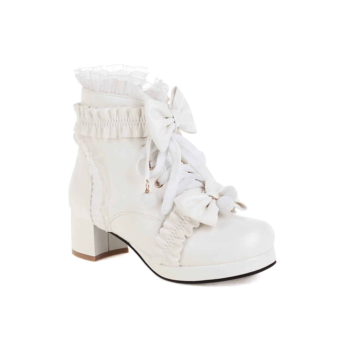 30-43 Palace Style Lolita Bow Ruffle Boots