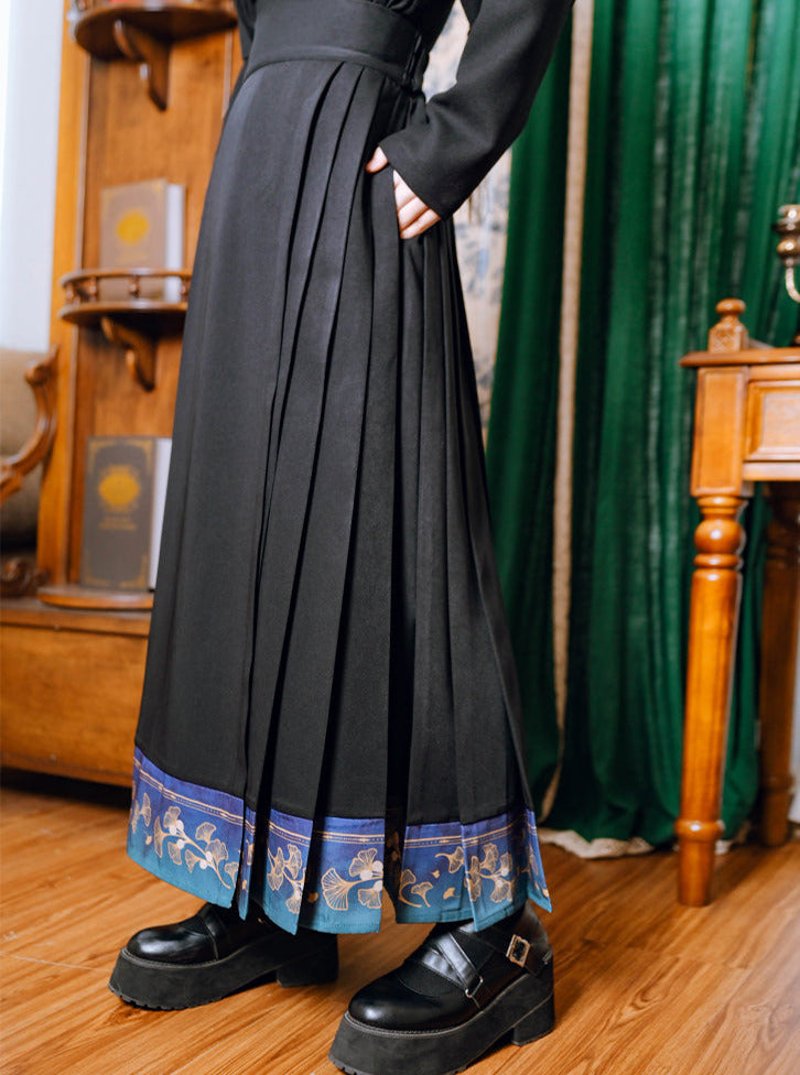 Kontrast Retro Farbe China Faltenrock Blatt