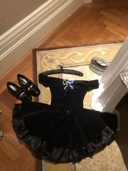 Black Swan Velvet Princess Dress - Bow Waist Ball Gown (S-XL)
