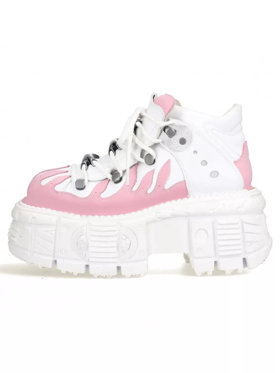 Punk Kontrast Sneaker Plattform Straße Metall Farbe