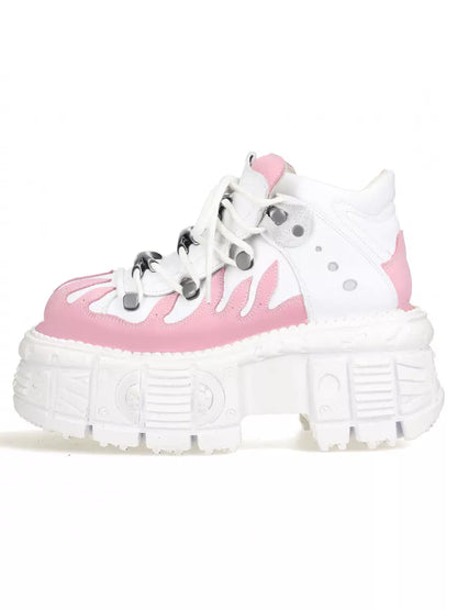 Punk Kontrast Sneaker Plattform Straße Metall Farbe