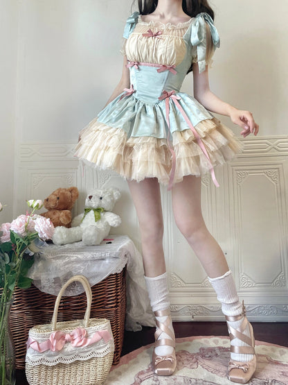 Mint Green Suspenders Cart Dress