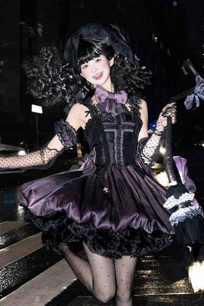 Süßes Hexenkleid Lolita Dark Cat Magical