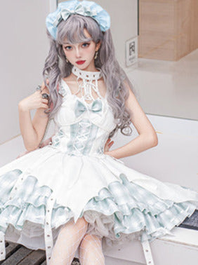 ドレスチェックパンクサスペンダーアクセサリーヘッドロックイレギュラーホルターネック