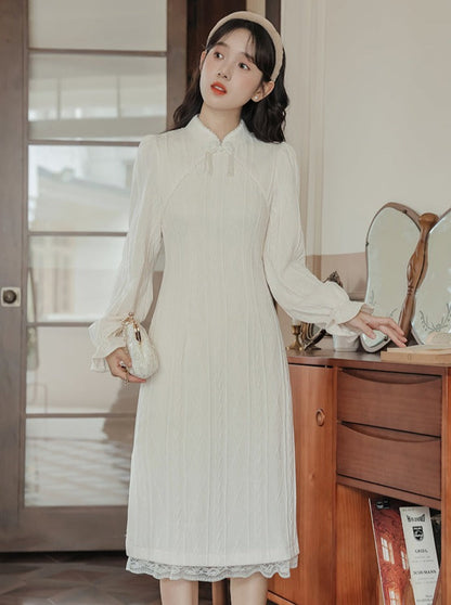 China Rippstrickkleid lang