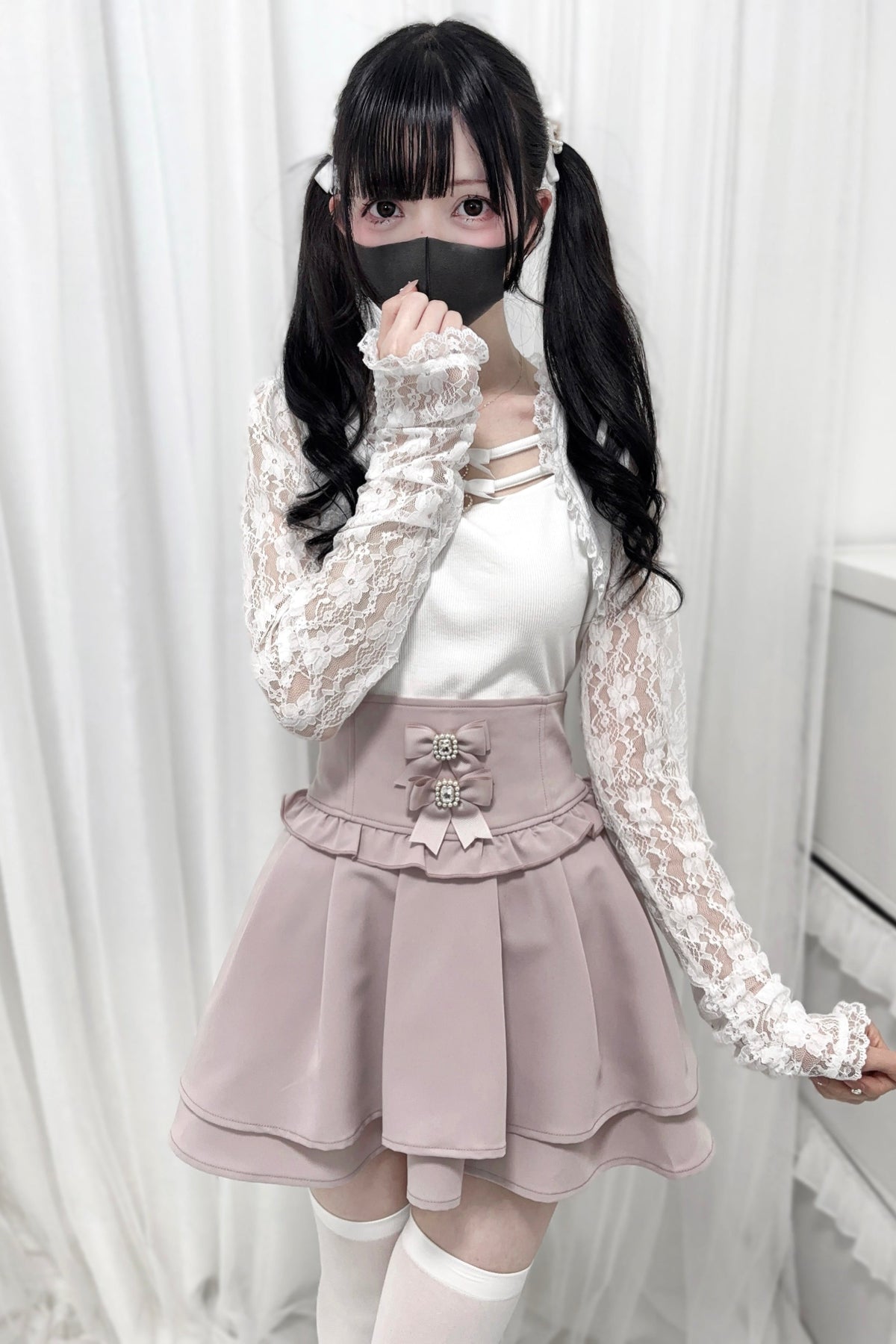 Reservations Top Open Collar Lace Sheer