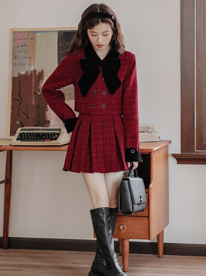Rockjacke + Tweed Dark Girly Retro Plissee