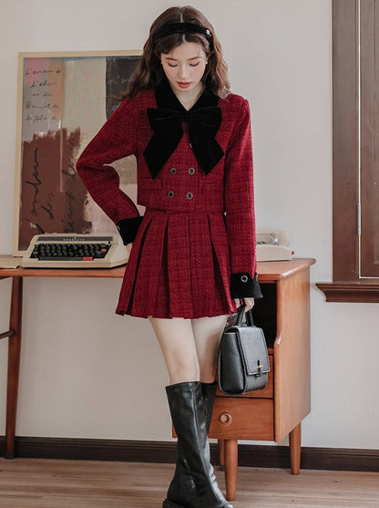 Rockjacke + Tweed Dark Girly Retro Plissee