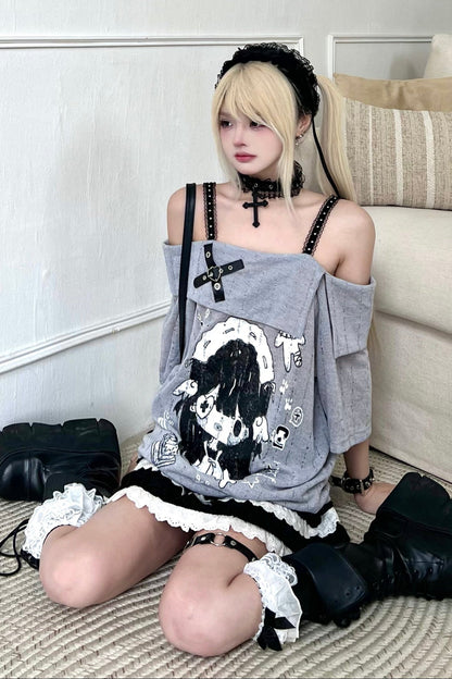 Süßes Top Print Smock Anime