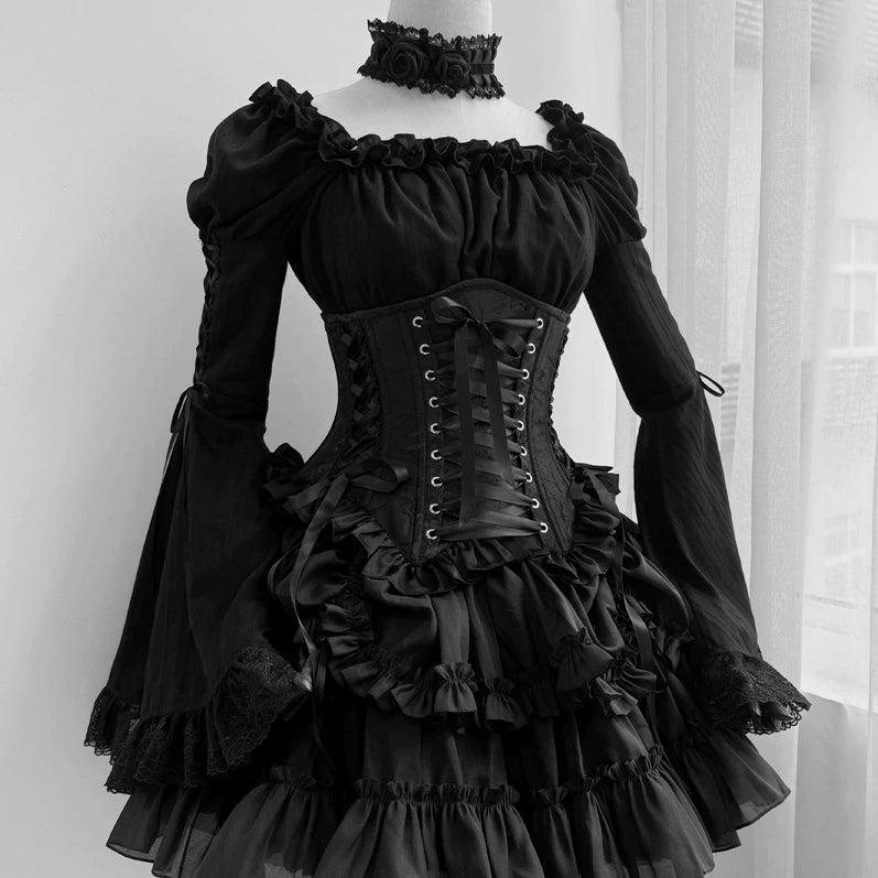 Veiled Butterfly Gothic Lolita Corset & Skirt | Luna Script