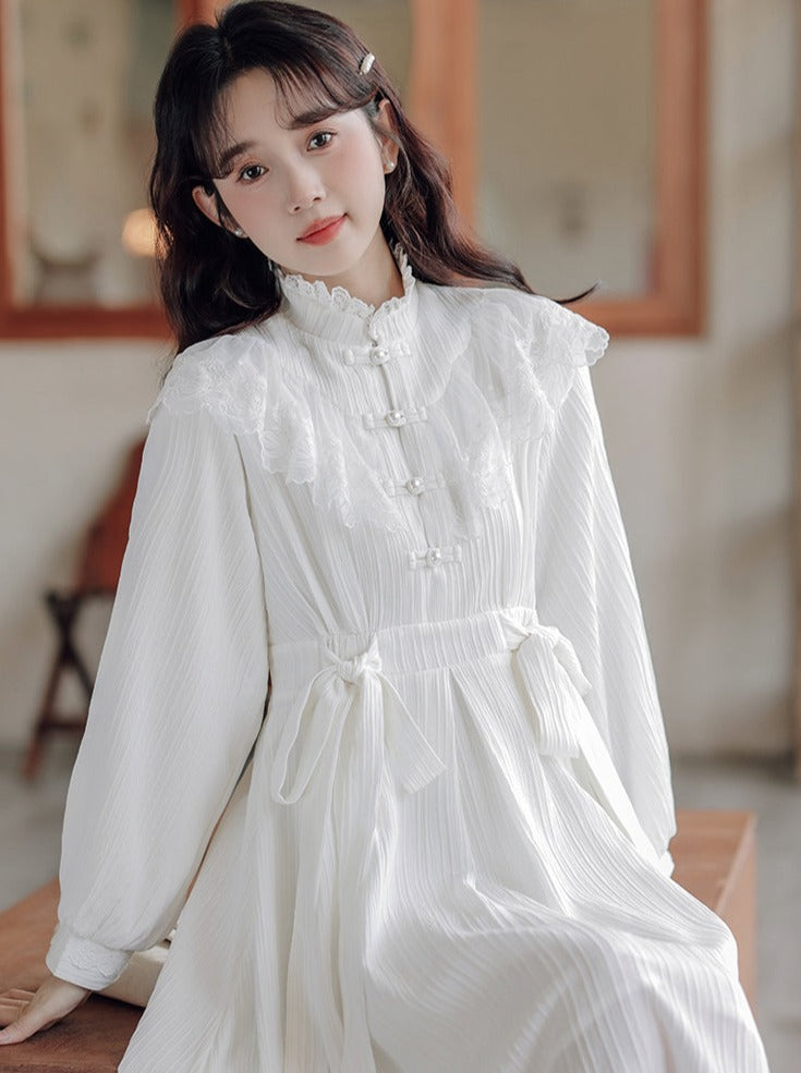 Robe en dentelle chinoise avec ruban à la taille