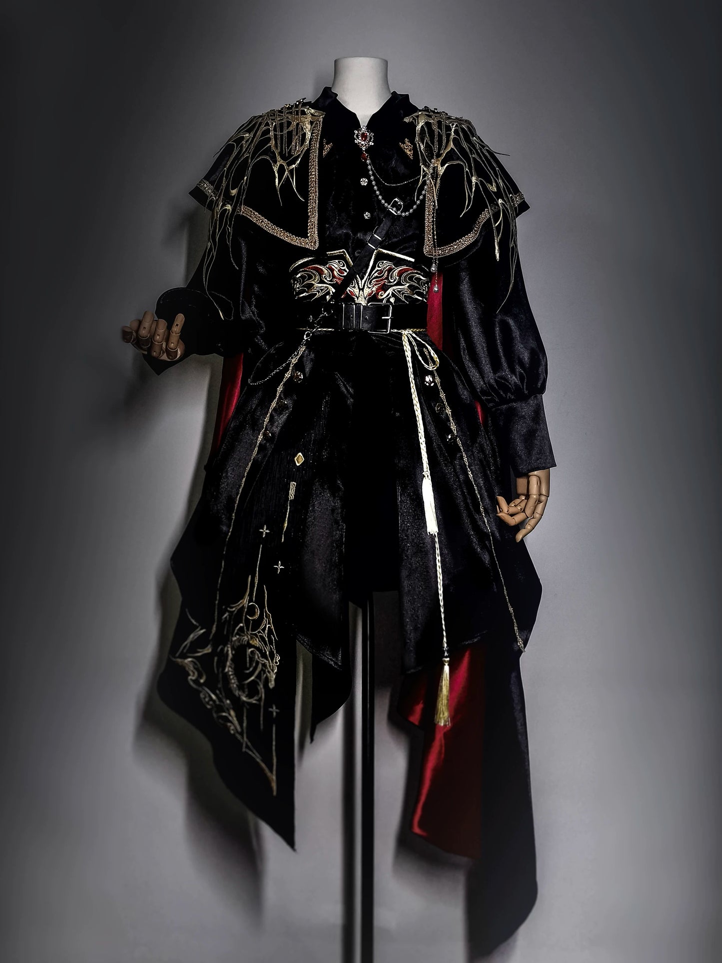 Hanfu Military Lolita Set Embroidered Cape Shirt & Pants - Long Yao