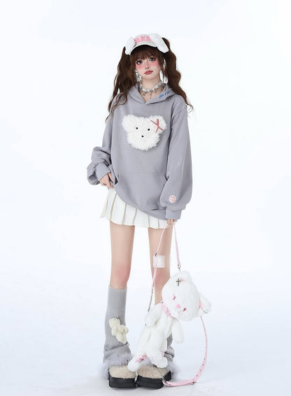 Flauschigen Kapuzen Farbe Hoodie Mit Kapuze Pastell Kaninchen Morabito Lose