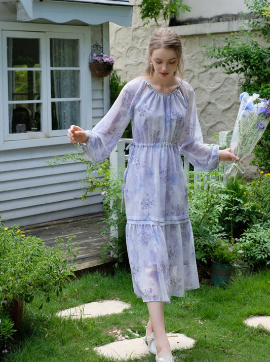 パープルドレス フレンチシフォン