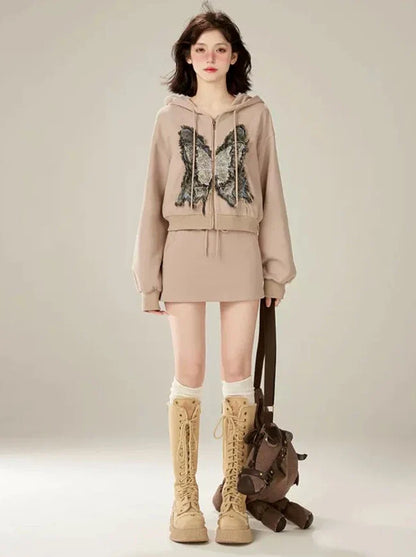 Sports Casual Hoodie Hooded Butterfly Patch