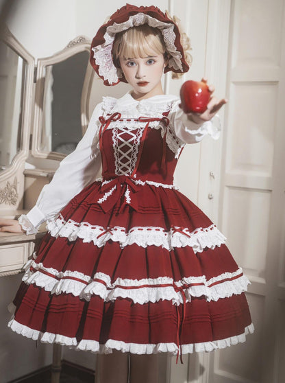 サスペンダードレスデザインレースアップ