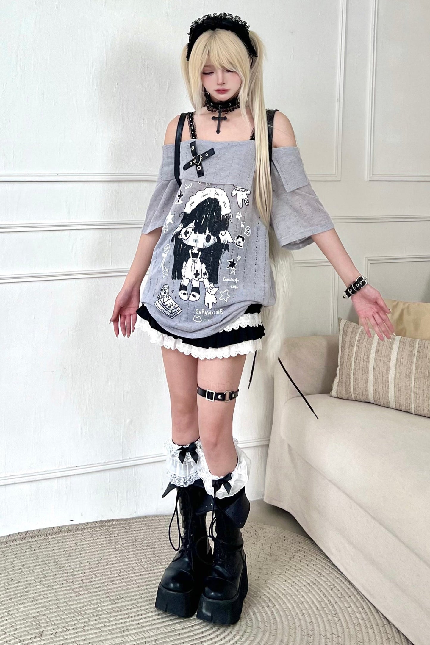 Süßes Top Print Smock Anime