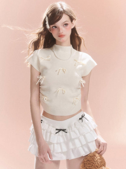 Kurzer Kragen Süßes Band Top Little