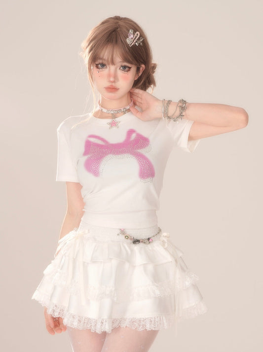 Transparentes Top Sommer Short Ribbon