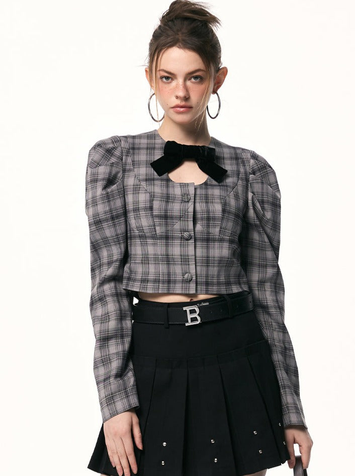 Karierte dunkle Oberteile kurz