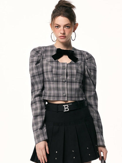 Karierte dunkle Oberteile kurz