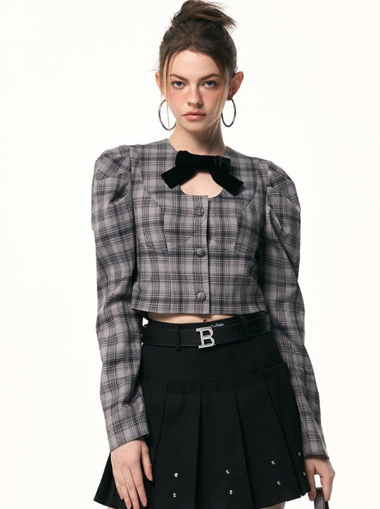 Karierte dunkle Oberteile kurz