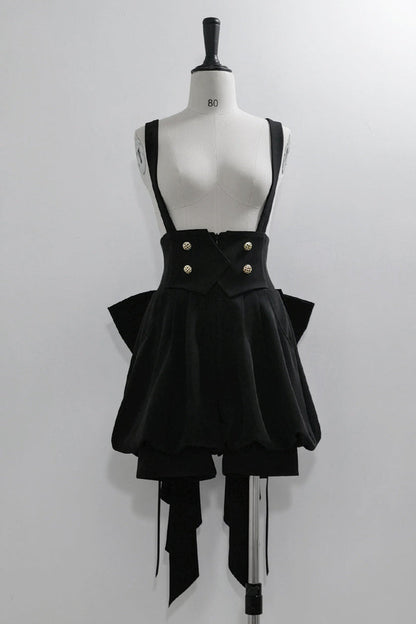 キュート+レトロショートパンツエレガントシャツリボンプリンス予約テールダーク