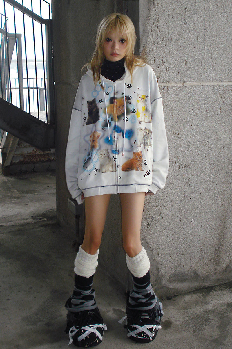 Buntes Sweatshirt Spray Cat Art