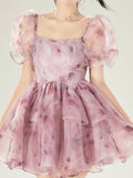 Dream Dress Sleeve Purple Flower Old Sheer Puff