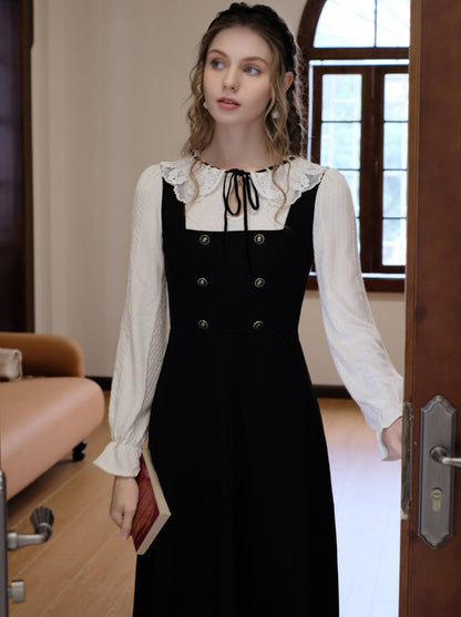 レースフェイクピース 2フリルドレスカラー