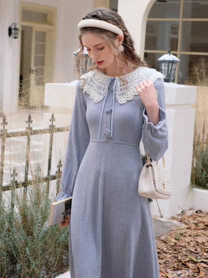 ドレス ブルー レトロ エレガント