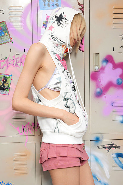 ベスト リボン スカル フード付き