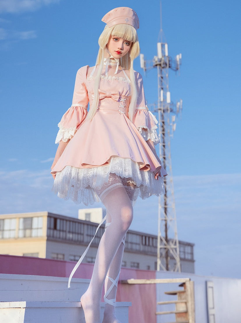 Sweet Girly Frill Dress + Hat