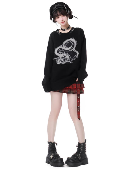 Sweater Buckle Dragon Knit Star Leather Plash