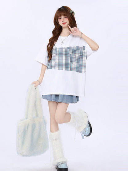 ゆったりTシャツ オーバーサイズ チェック