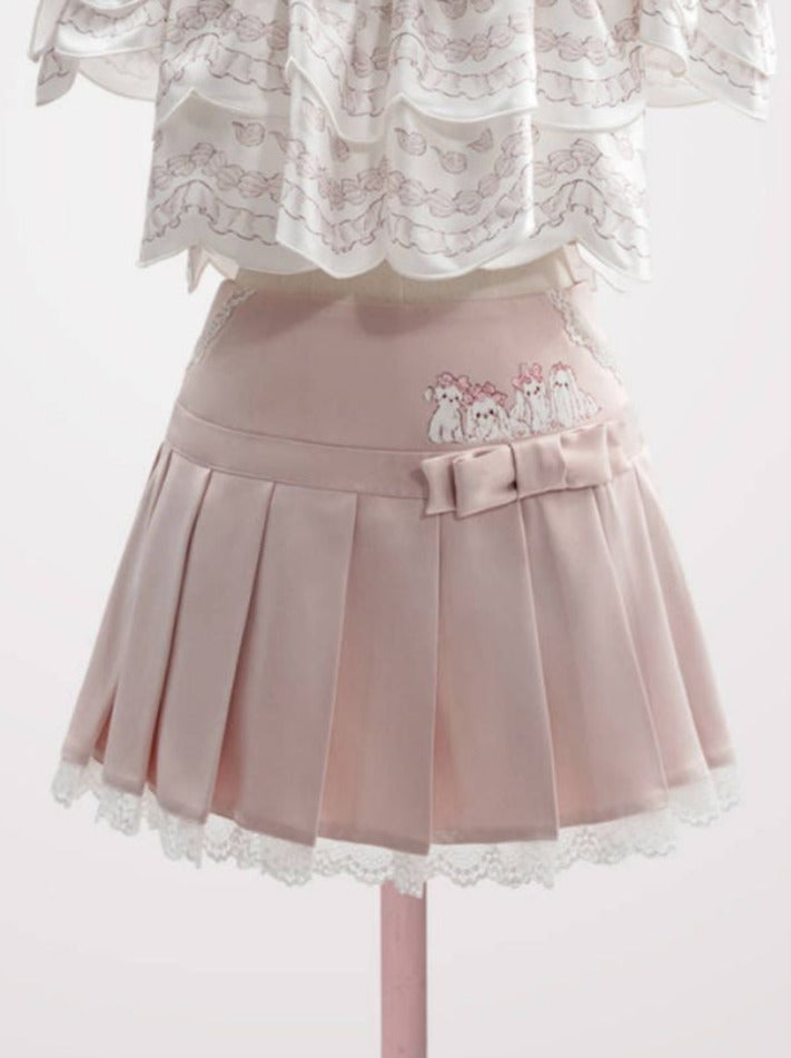 Lolita Cream Mal Cheese Spitzenfaltenrock