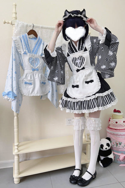 メイドロリータ日本の医療ストライプ