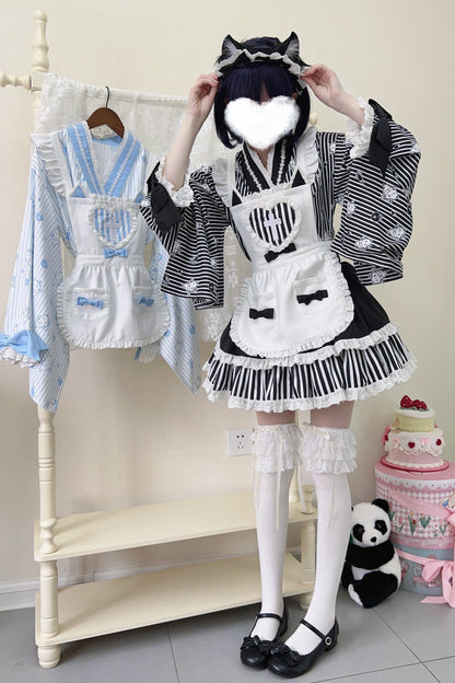 メイドロリータ日本の医療ストライプ